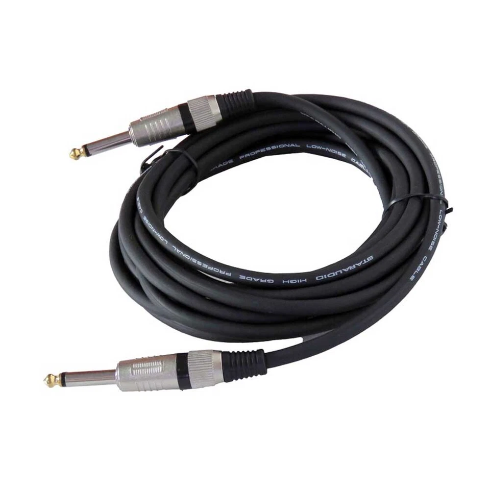 15Ft Instrument Guitar Audio Speaker Cable 6.35Mm 1/4" To 1/4" Mono Male Cord