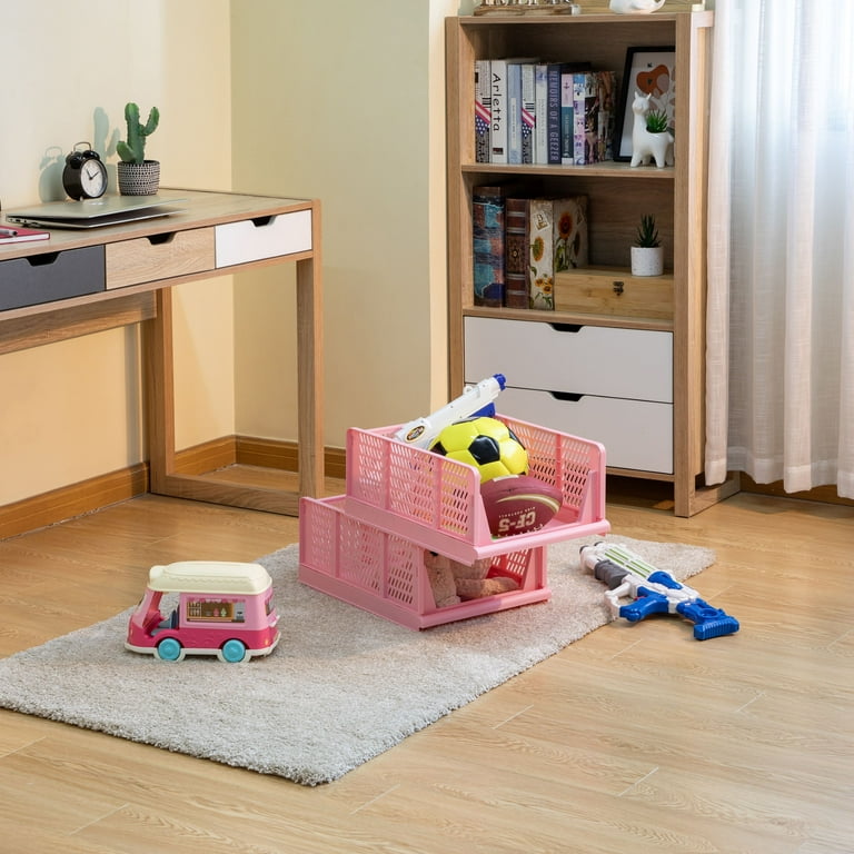 Your Zone Kids Collapsible Stacking Storage Bin, Pink photo 8