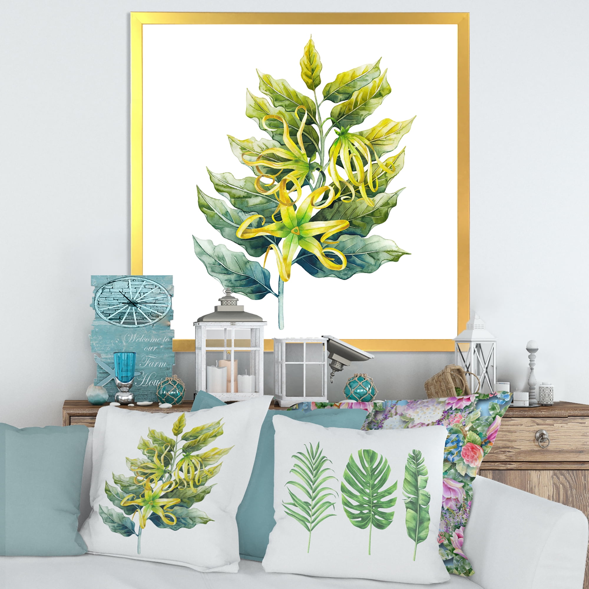 Designart 'Ylang Ylang Flower On White' Traditional Framed Art Print