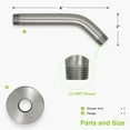thumbnail image 4 of Naiture Brass Shower Arm with Flange, 6 Inches Wall Mounted Standard Shower Pipe Extension Arm for Fixed Shower Head, Brushed Nickel Finish, 4 of 6