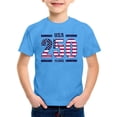 thumbnail image 4 of Zhuashum T-Shirts de Printemps pour Garçons, Blouse à Col Rond, Manches Courtes Graphiques Patriotiques, Hauts pour Enfants, Imprimé Dessin Animé du 4 Juillet, Mode Enfant, Bleu Ciel, 5-6 Ans, 4 of 4