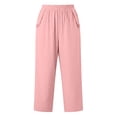thumbnail image 7 of Noric Women's Cotton Linen Summer Capri Pants Elastic Waist Casual Loose Fit with Pockets Straight Leg Lounge Pants, 7 of 7