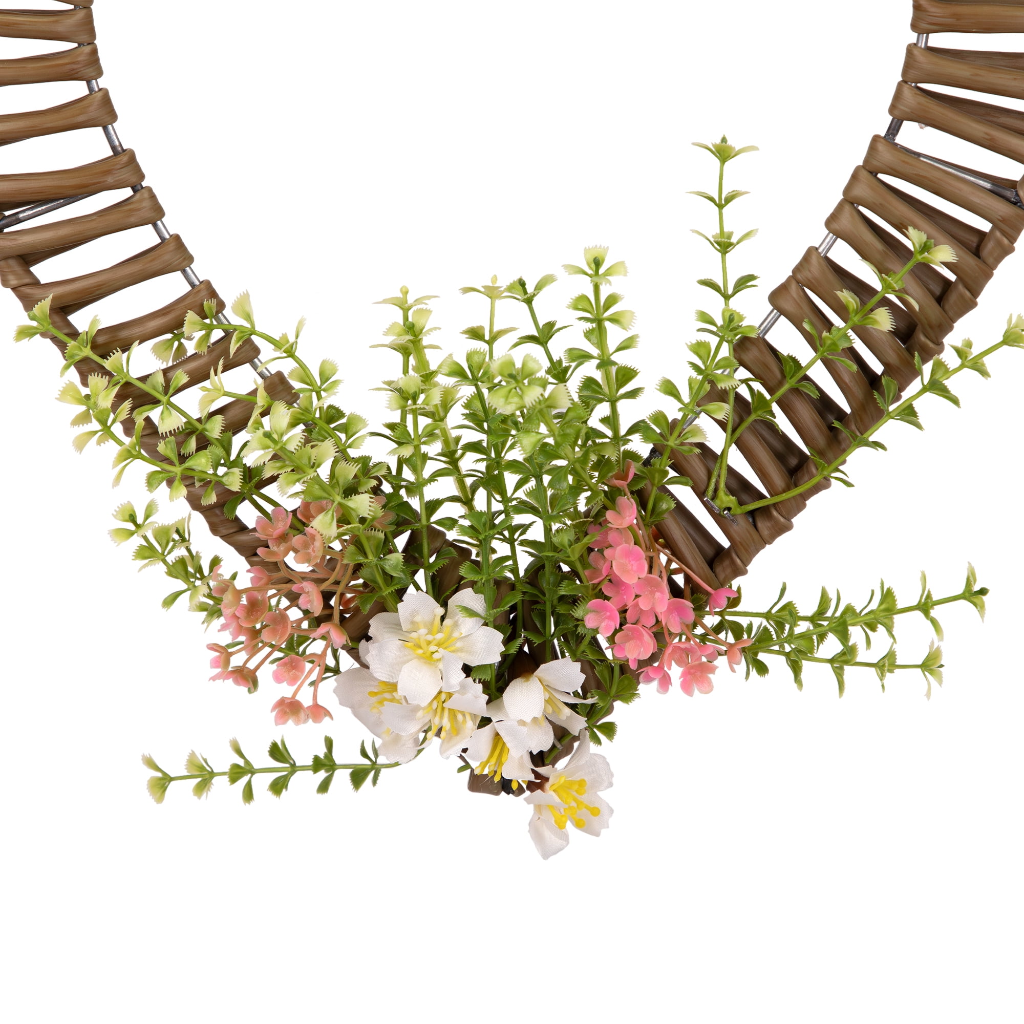 Northlight Decoration, Wrapped Floral Heart Spring Brown, 12 Inch