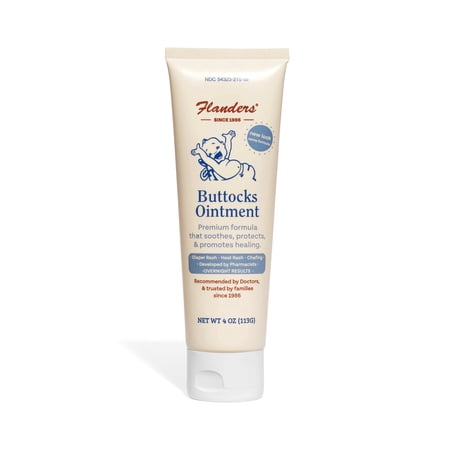 Flanders Buttocks Ointment - Pharmacist Developed Premium Paraben-Free, Soothing Diaper Rash Ointment, 4 Ounce