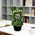 thumbnail image 2 of Easter Bunny Artificial Topiary, Faux Boxwood Rabbit Shaped Potted Plant with Bows, Indoor Outdoor Spring Holiday Decor for Home, Porch, Tabletop, Party, 2 of 4