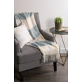 thumbnail image 6 of Contemporary Home Living Blue and Beige Striped Fringe Throw Blanket 50" x 60", 6 of 7