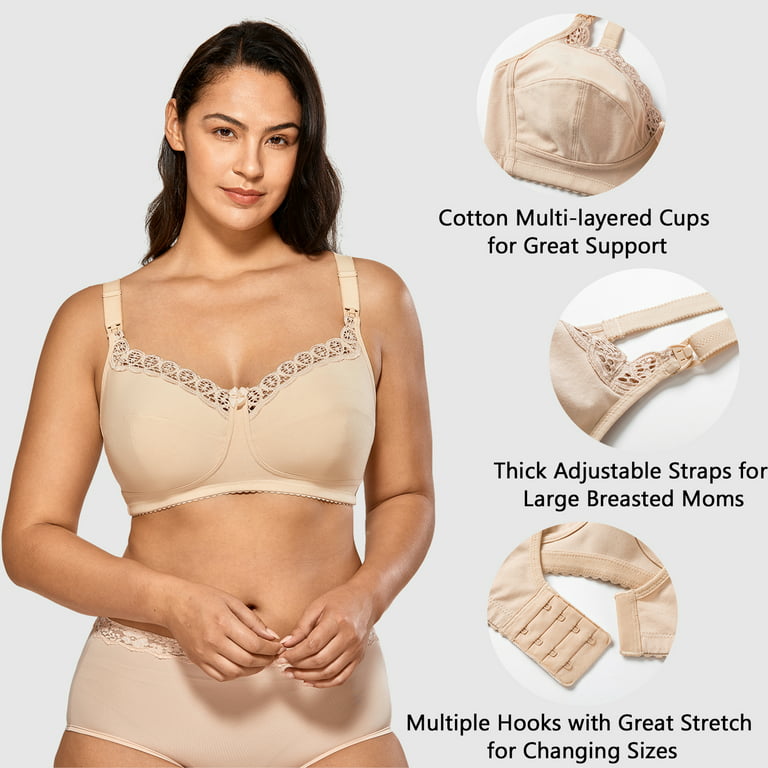 Gratlin Women's Plus Size Cotton Nursing Bra Support Wireless