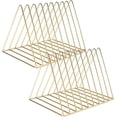 thumbnail image 1 of 2 Pack 9 Slot Gold Magazine Holder,Desktop File Sorter Organizer Triangle Bookshelf Decor Home Office, 1 of 4