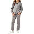 thumbnail image 5 of Wilark Girls Plaid Outfit Sets Comfy Soft Warm Lounge Long Sleeve Casual Kids Fall Winter Loungewears Dark Gray 10, 5 of 7