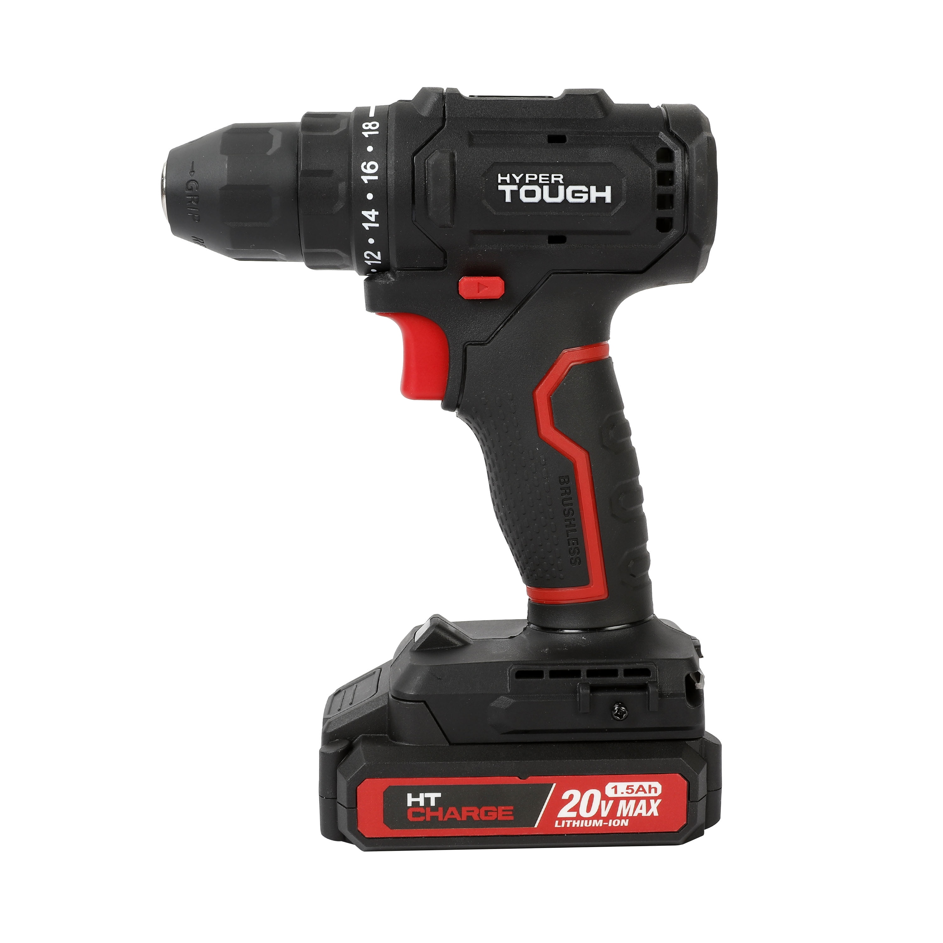 Hyper Tough 20V Brushless Cordless Drill with 1.5Ah Battery and USB-C Charging Cable