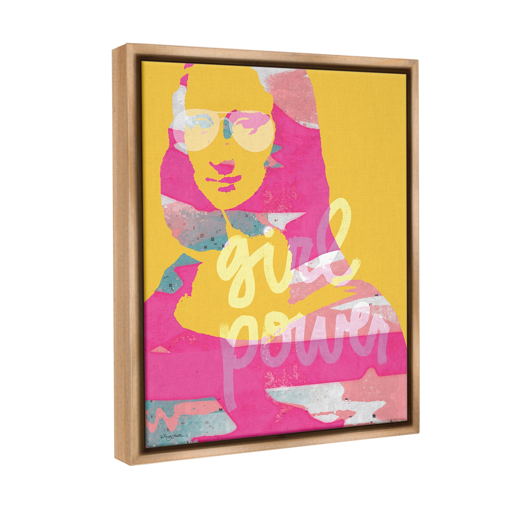 Stupell Industries Girl Power Abstract Face Abstract Painting Brown Floater Framed Canvas Art Print Wall Art, 25 x 31