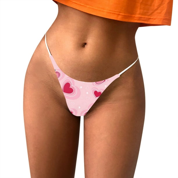 Fabiurt panties for women Valentines Day Thong Panties Womens Low Rise Lace  Panties Comfy Thongs,Pink
