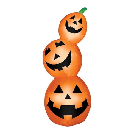 Gemmy Industries Lighted Inflatable Pumpkin Stack Halloween Decoration Orange 29-7/8 W