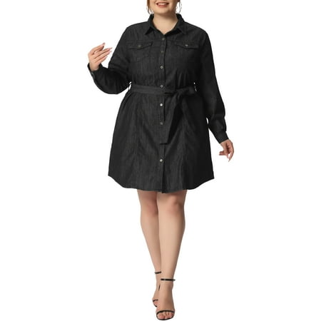 Agnes Orinda Women s Plus Size Long Sleeves Button Denim Shirt