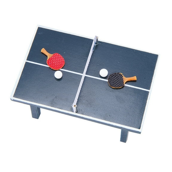 Milisten Miniture Toy Tennis Set Mini Table Tennis Table Wood 1 Set 7.5x5.5cm
