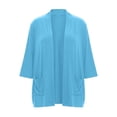 thumbnail image 5 of BXJX Womens Plus Size Cardigans, Open Front Stretchable 3/4 Sleeve Lightweight Cardigan Sweaters with Pockets Blue Size 3XL, 5 of 9