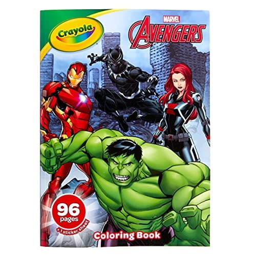 Libro para colorear de Crayola Avengers con pegatinas, Regalo para niños, 96 páginas, edades 3, 4, 5, 6