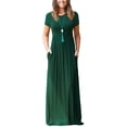 thumbnail image 1 of U.Vomade Femmes Manches Courtes Col Rond Poche Décontractée Longue Dress, 1 of 3