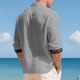 thumbnail image 5 of Blusa y camisa de manga larga con cuello vuelto para hombre, color liso, informal, a la moda, con bolsillos, manga larga, botones, cárdigan, abrigo, blusa de poliéster para hombre, 5 of 9