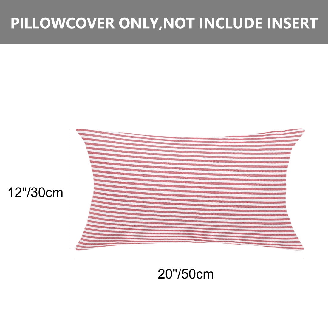 Unique Bargains Woven Stripe Decorative Throw Pillow Cover Red and White 12" x 20"
