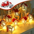 thumbnail image 2 of EWASWON Christmas Christmas String Lights, 6.6Ft Wooden House LED Lights with Hollow Out Tree, Warm White, Battery-Operated, Red, Indoor Outdoor Christmas Decorations, 2 of 8