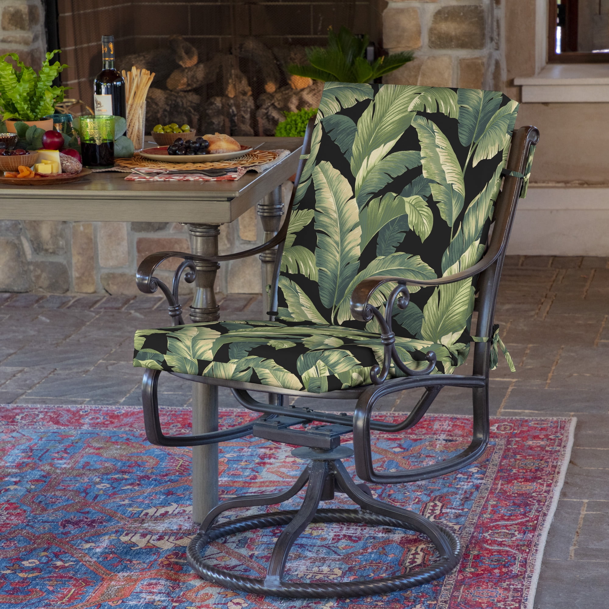ARDEN Outdoor Midback Chair Cushion, 18 x 16.5, Water Repellent, Fade Resistant 18 x 16.5, Onyx Cebu