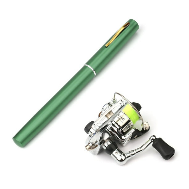 Abody Pocket Collapsible Fishing Rod Reel Combo Mini Pen Fishing Pole Kit Telescopic Fishing Rod Spinning Reel Combo Kit Green 1.6m