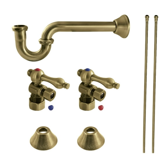 Kingston Brass CC53303LKB30 Standard Mount Traditional Plumbing Sink Trim Kit with P-Trap, Antique Brass