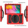 thumbnail image 5 of Dteck For Tab A7 10.4 Case 2020 T500 T505 Heavy Duty Rugged 3 Layer Full Body Shockproof Protective Covers with 360 Rotate Stand /Hand Strap/ Should Belt /Pencil Holder, Red+Black, 5 of 6