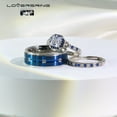 thumbnail image 3 of Adjustable size Wedding Ring Sets His And Hers Couples Women Diamond Sterling Silver Blue Sapphire Cz Man Titanium Wedding Bands, 3 of 7