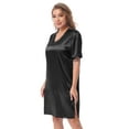 thumbnail image 4 of iEFiEL Womens V Neck Satin Nightgown Short Sleeve Nightdress Sleepwear Black XXL, 4 of 5