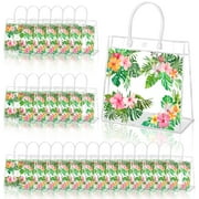 HYMENEX 24 Pcs PresNok Hawaiian Gift Bags, Aloha Clear PVC Gift Bag with Handles Luau Goodie Treat Candy Bags for Summer Tropical Aloha Festival Hawaiian Holiday Party Supplies Favor