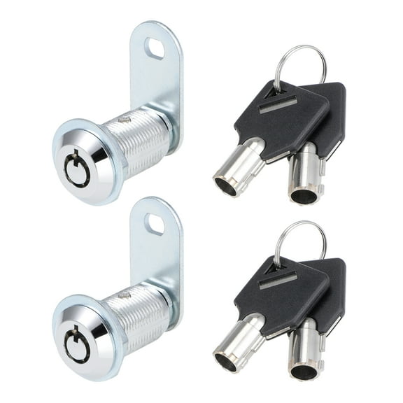 Tubular Cam Lock 30mm Cylinder Length Chrome Finish Keyed Alike 2 Pcs
