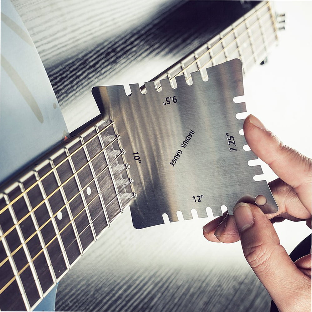 9Pcs Guitar Understring Radius Gauge Ruler Luthier Tool T Shape Stainless  Steel