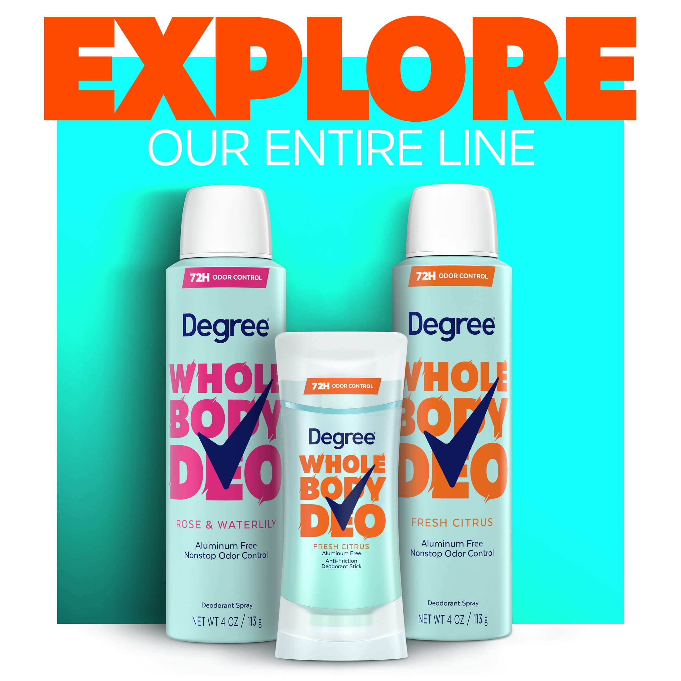 Degree Women Whole Body Deodorant Spray for Women Fresh Citrus Scent Aluminum Free, 4 oz