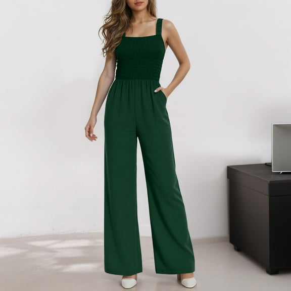 Women's Petite Regular Tall Casual Loose Overalls Jumpsuits Sleeveless Wide Leg Pants Rompers Summer Jumpsuit for Women Lifeguard Jumpsuit off Shoulder Jumpsuit Women Jumpsuits And Rompers Dressy
