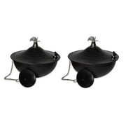 Legends Direct Set of 2, Maui Premium Metal Tabletop Torch, Tiki Style /w Snuffer, Fiberglass Wick & Large 32oz Oil Lamp for Deck, Patio, Lawn, Garden, Luau (Hammered Black)