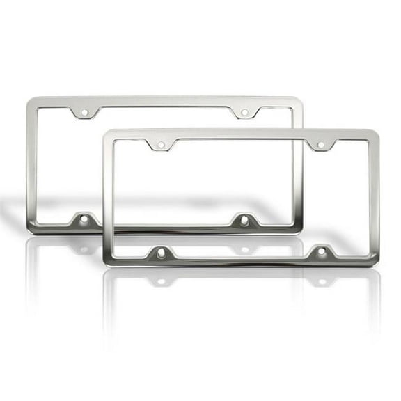 Universal License Plate Frames - 430 US Stainless Steel, Gloss Silver - 2 Piece