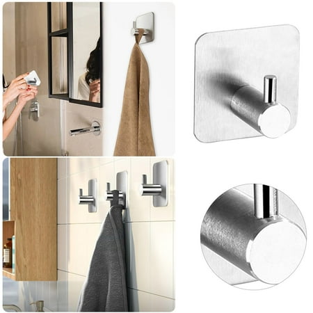 

Stainless Steel Aprons Towels Bath Stickers Aprons for Bath Baths Punchfree Thickened Stainless Steel Hook Strong Traceless Single Hook Hook Behind Kitchen Bathroom Door Bedroom Decor