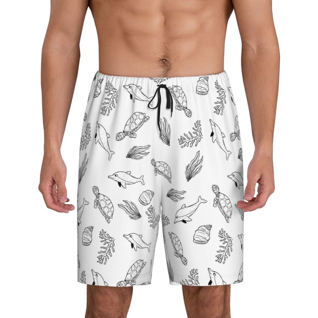Fotbe Sea Turtle Pantalones Cortos de Pijama para Hombre, Ropa de Dormir, Pantalones de Pijama Cortos para Hombre-XX-Large