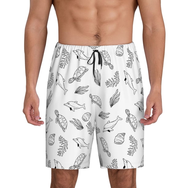 Fotbe Sea Turtle Pantalones Cortos de Pijama para Hombre, Ropa de Dormir, Pantalones de Pijama Cortos para Hombre-Small