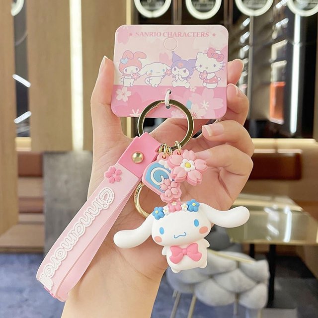 Llavero Kawaii Kuromi de goma de PVC suave, llavero de dibujos animados de Sanrio, llavero de dibujos animados de melodía, llavero de goma de PVC de Sanrio