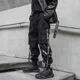 thumbnail image 5 of Pantalones de hombre multibolsillos negros de otoño para hombre, pantalones cargo multibolsillos estilo hip hop, pantalones holgados estilo emo, ropa técnica de gran tamaño de licra, 5 of 5