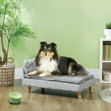 PawHut Dog & Cat Couch with Foam Cushion, Soft Pillow for M Dogs, Light Gray