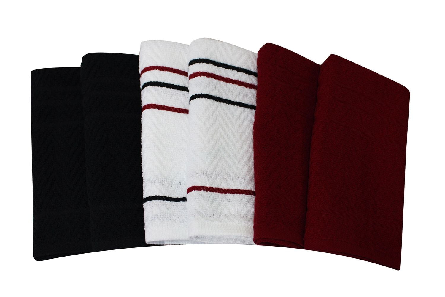 Mainstays Kitchen Towels 6-Pack, 100% Cotton, 16" x 26", MAINSTAYS PL MS 6 PK KT RED