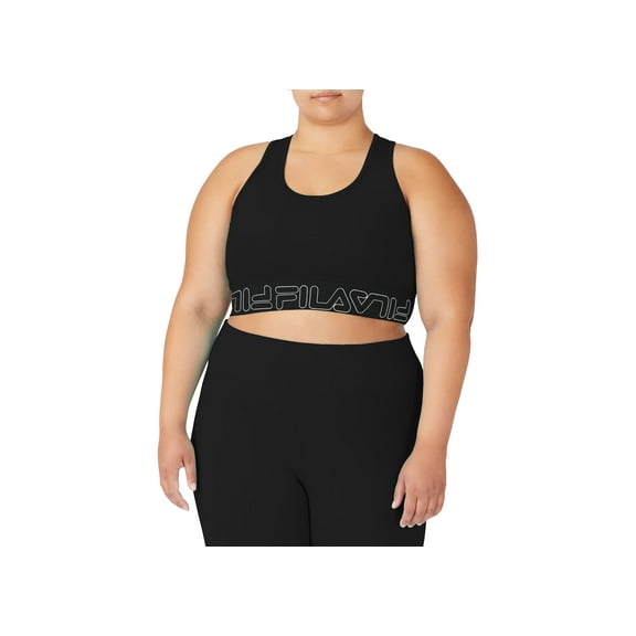 Fila Plus Size All Day Racerback High Impact Sports Bra Black/White 3X