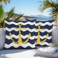 thumbnail image 3 of Throw Pillow Covers 18x18 Inch Set of 2, Navy Ripple Waterproof Outdoor Pillow Covers, Yellow Anchor Navy White Waves Aesthetics Decorative Cushion Pillowcases for Couch, Sofa, Bed, Garden, Patio, 3 of 9