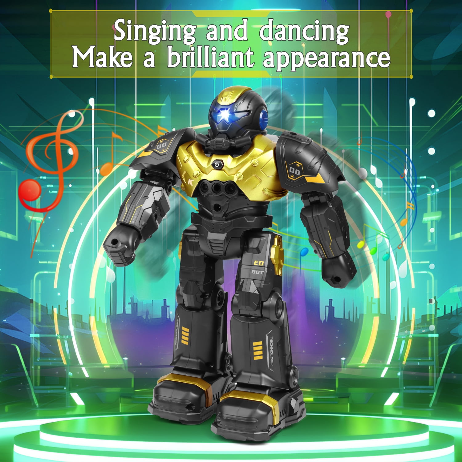 Huge Wave Kids RC Robot Toys Aged 4-8 Year, Smart Talking, Dancing and Walking, Programmable Robot, Interactive Gesture Sensing, Remote Control Toys Christmas Gifts for Kids, Gold