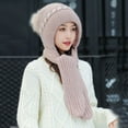 thumbnail image 3 of Jalioing Winter Knit Hat for Women Windproof Hat Scarf One-Piece Headwear Outdoor Ear Neck Warmer Hat for Cold Weather, 3 of 6