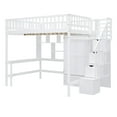 thumbnail image 4 of Full size Multifunctional High Loft Bed with Under-bed Desk, Shelves and Wardrobe, Sturdy Wooden Loftbed Frame with Bookshelf,Drawers for Teens Bedroom, Space Saving Design, 4 of 9